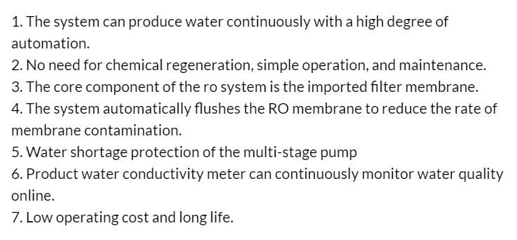 Purified Water System advantages